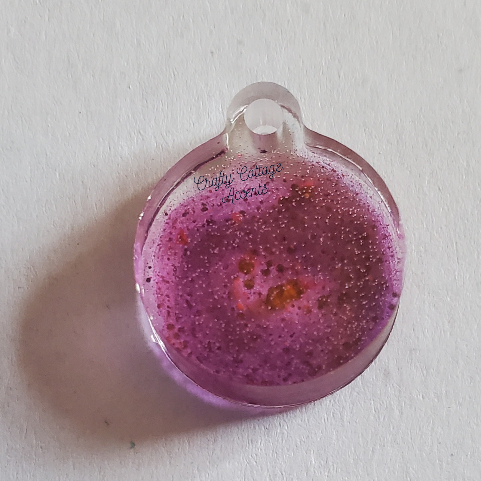 Handmade Resin Pet Tag Collar Charm Small Circle Pink Purple Cat Dog Accessory