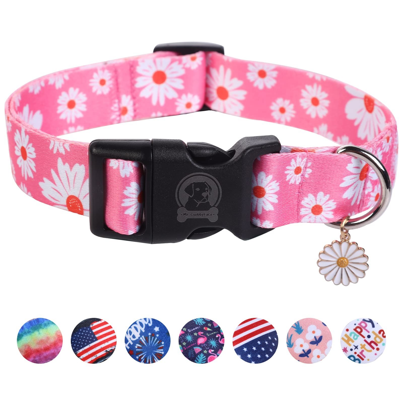 MR. CHUBBYFACE Flower Daisy Dog Collar Spring Floral Soft Adjustable Pet Boy …