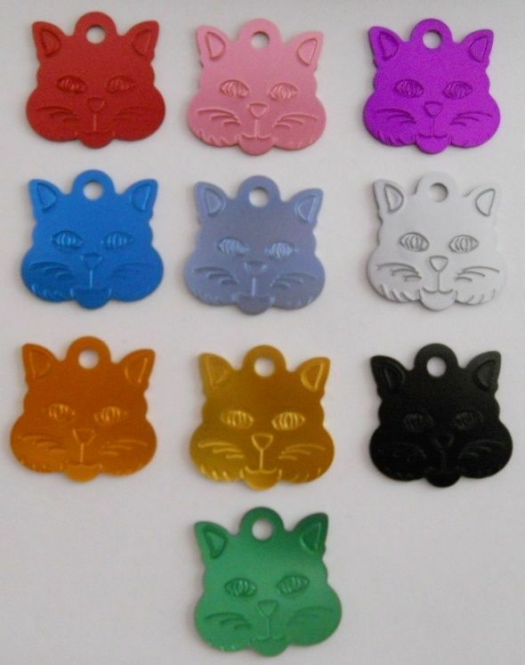 Pet Dog Cat Blank tags Bulk shelters rescues 5 pc lots Lg Cat Face