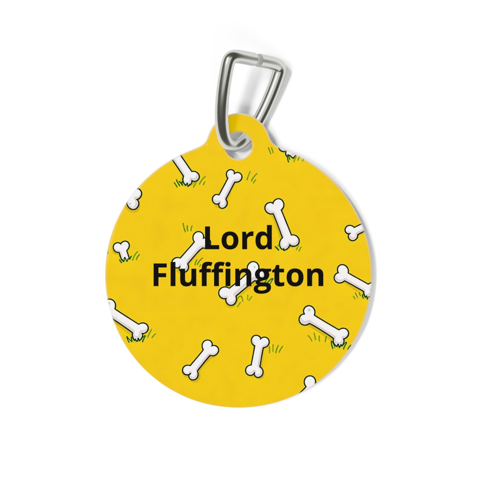 Double-sided Yellow Pet Tag — Custom Name & Contact ID with Paw/Bone Designs