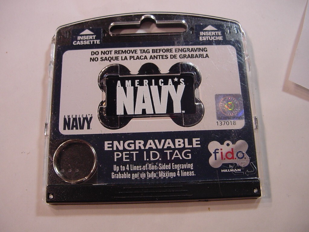 NEW – FIDO ENGRAVABLE PET I.D. TAG – AMERICA’S NAVY DOG BONE