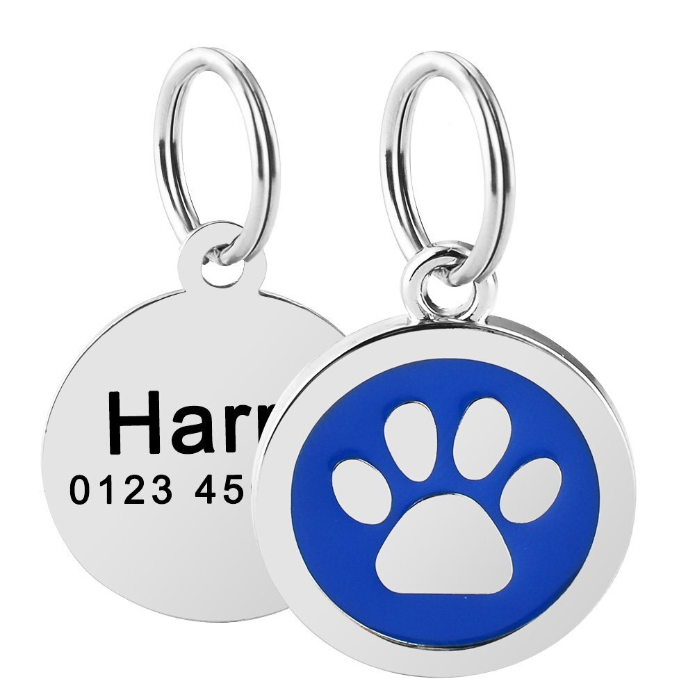 Personalized Dog Tags Custom Engraved Cat Dogs Pet ID Name Tags Collar Bling Paw