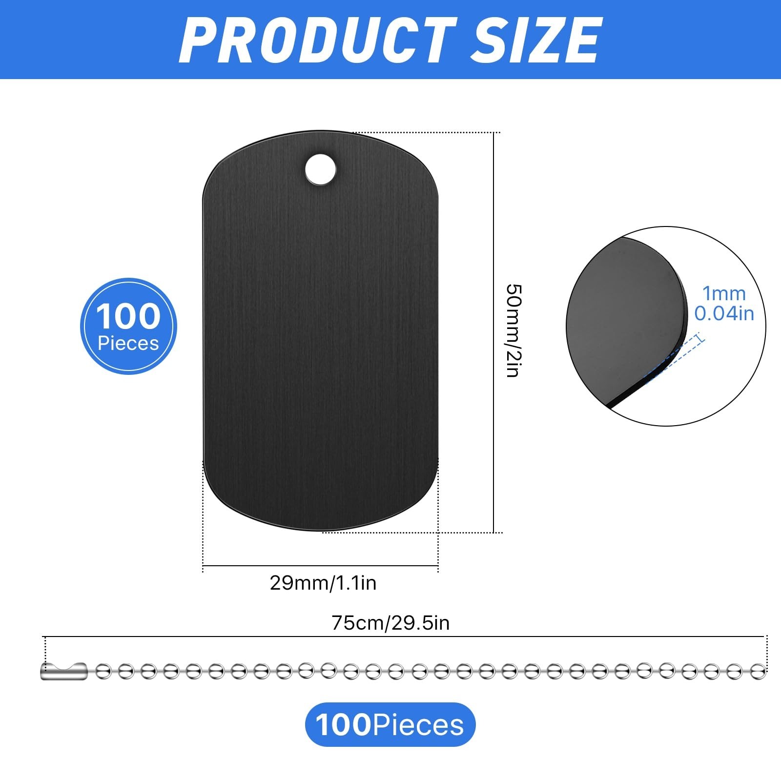 200Pcs Military Dog Tags Set – Blank Metal Stamping Tags + Steel Chains for DIY