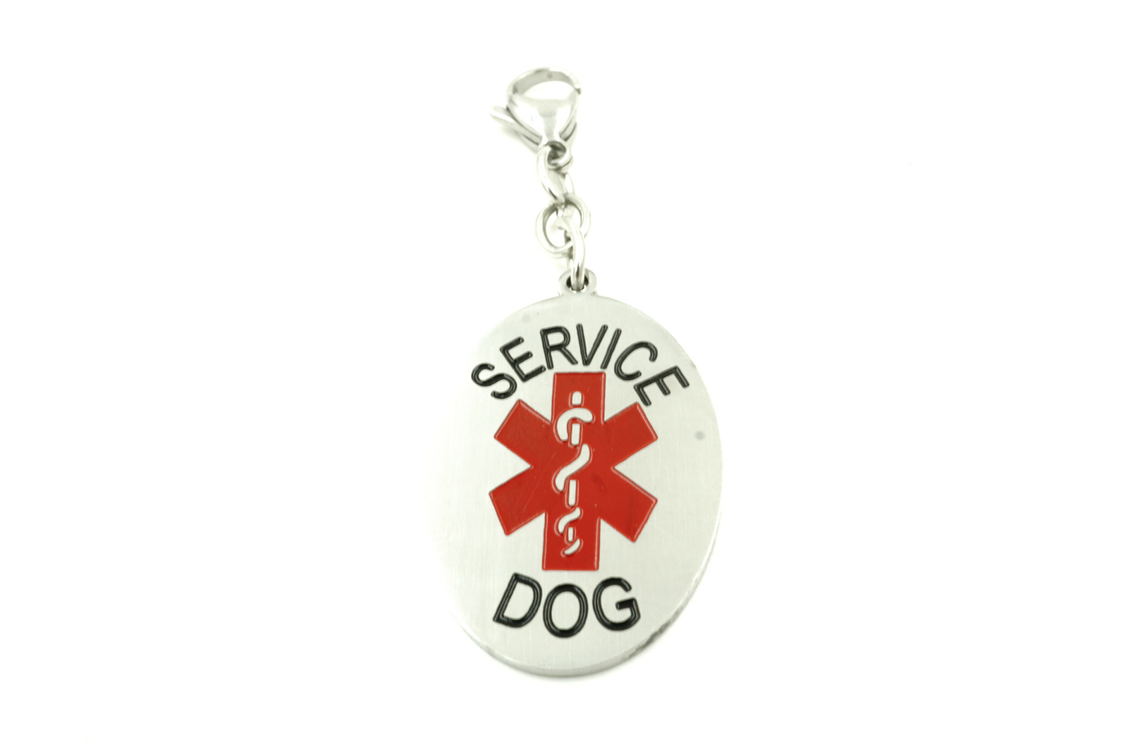 Service Dog Alert Oval Stainless Steel Pet ID Tag