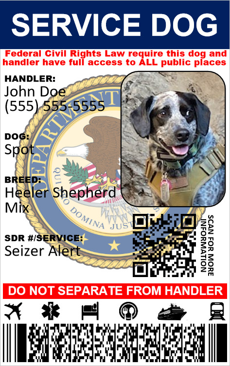 SERVICE DOG ID CARD – CUSTOMIZABLE 2 SIDED PHYSICAL & DIGITAL CARD