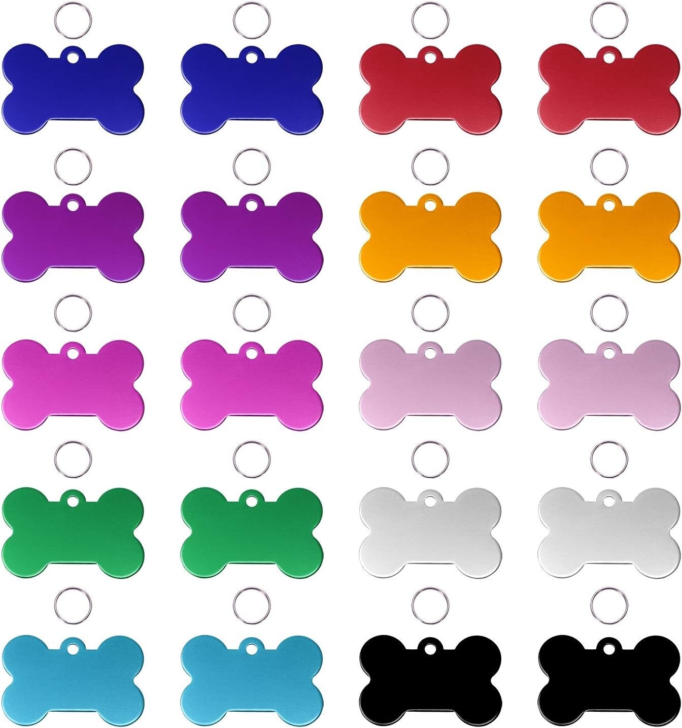 Aluminum Alloy Pet ID Tags 20Pcs Bone Shaped Blank Engraved Dog Cat Name Phon…