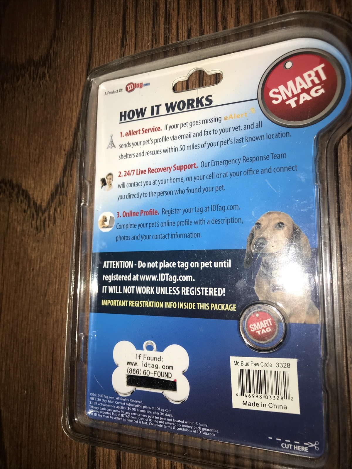 Find Lost Pets Fast!! Smart Tag Pet ID Medium Blue Paw print – New In Package