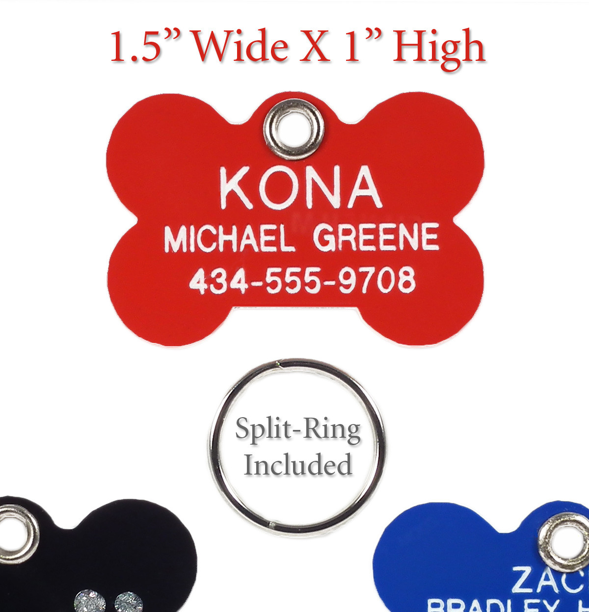 PLASTIC BONE SHAPE Pet Dog Cat Identification Name Tags-A Custom Engraved ID Tag