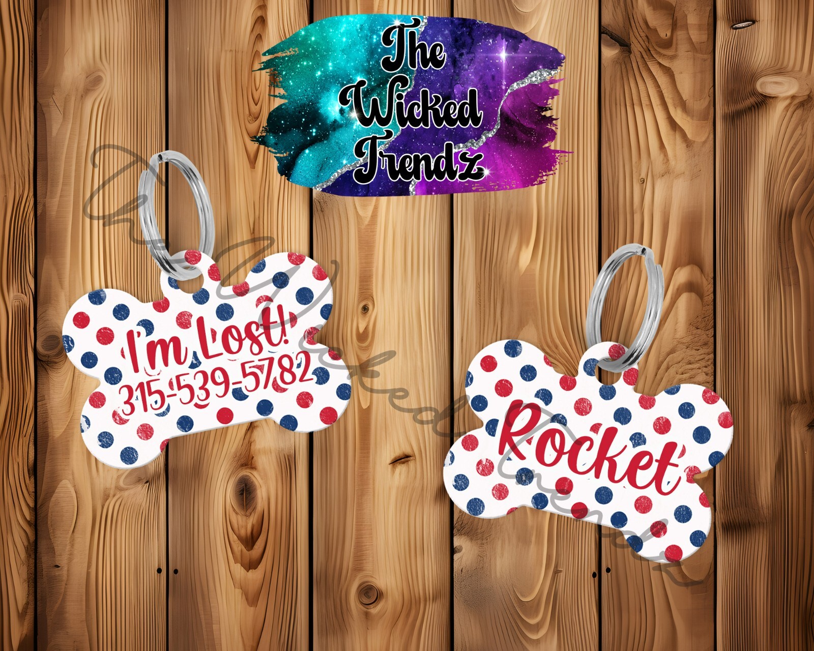 American Flag Red White Blue America Custom Personalized Pet Dog Name ID Tag