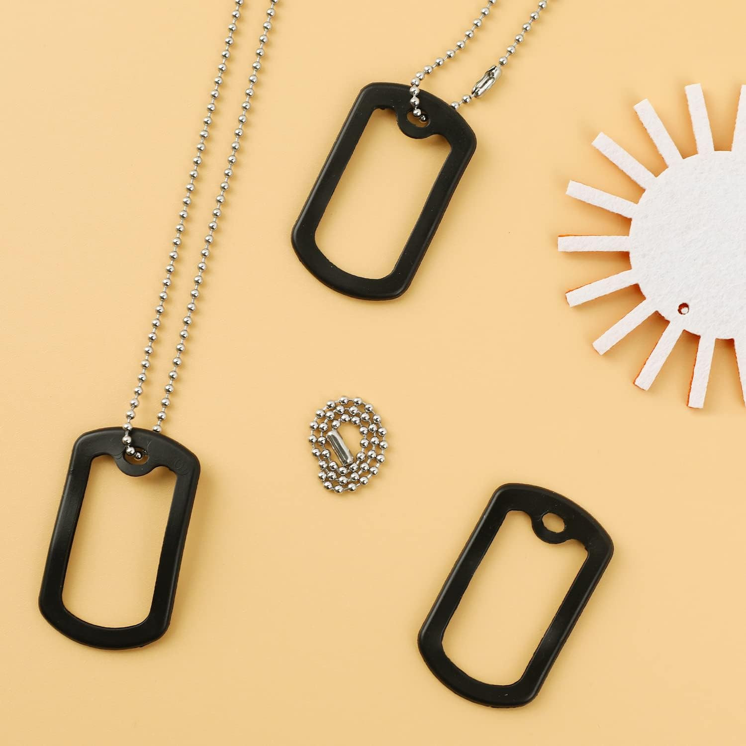 10 Pack Dog Tag Silencers Engraved Dog Tag Silicone Case with 4 Chains Black A
