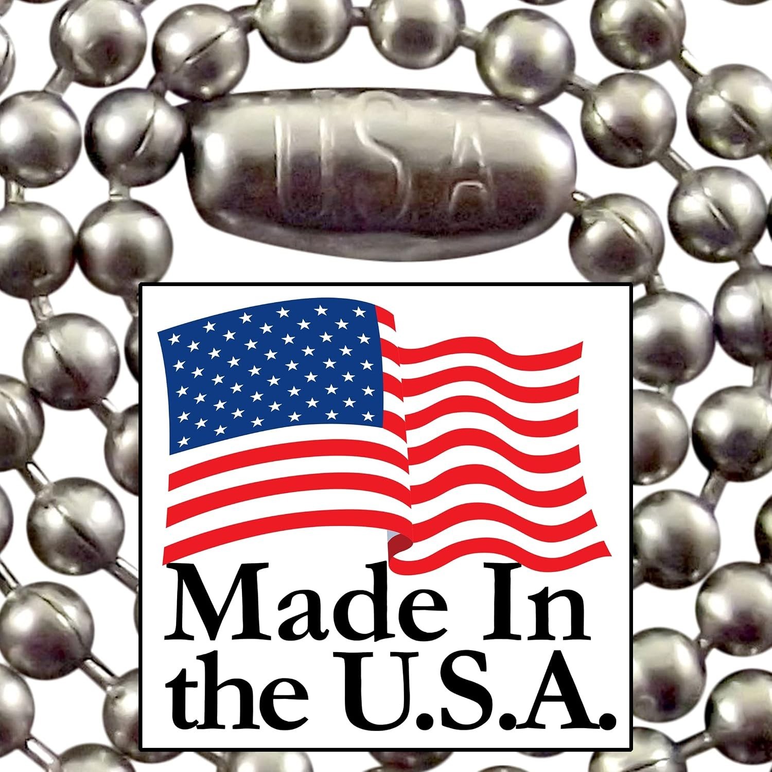 Stainless Steel Military Dog Tag Chain Set, 27 Inch And 4.5 Inch Ball Chains,