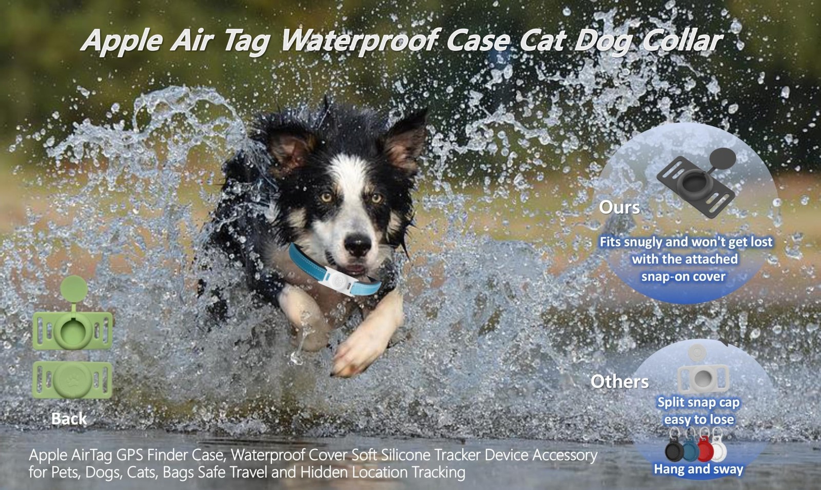 4 Pack Air Tags Dog Collar Holder,Waterproof Silicone Protective Cover for Ap…