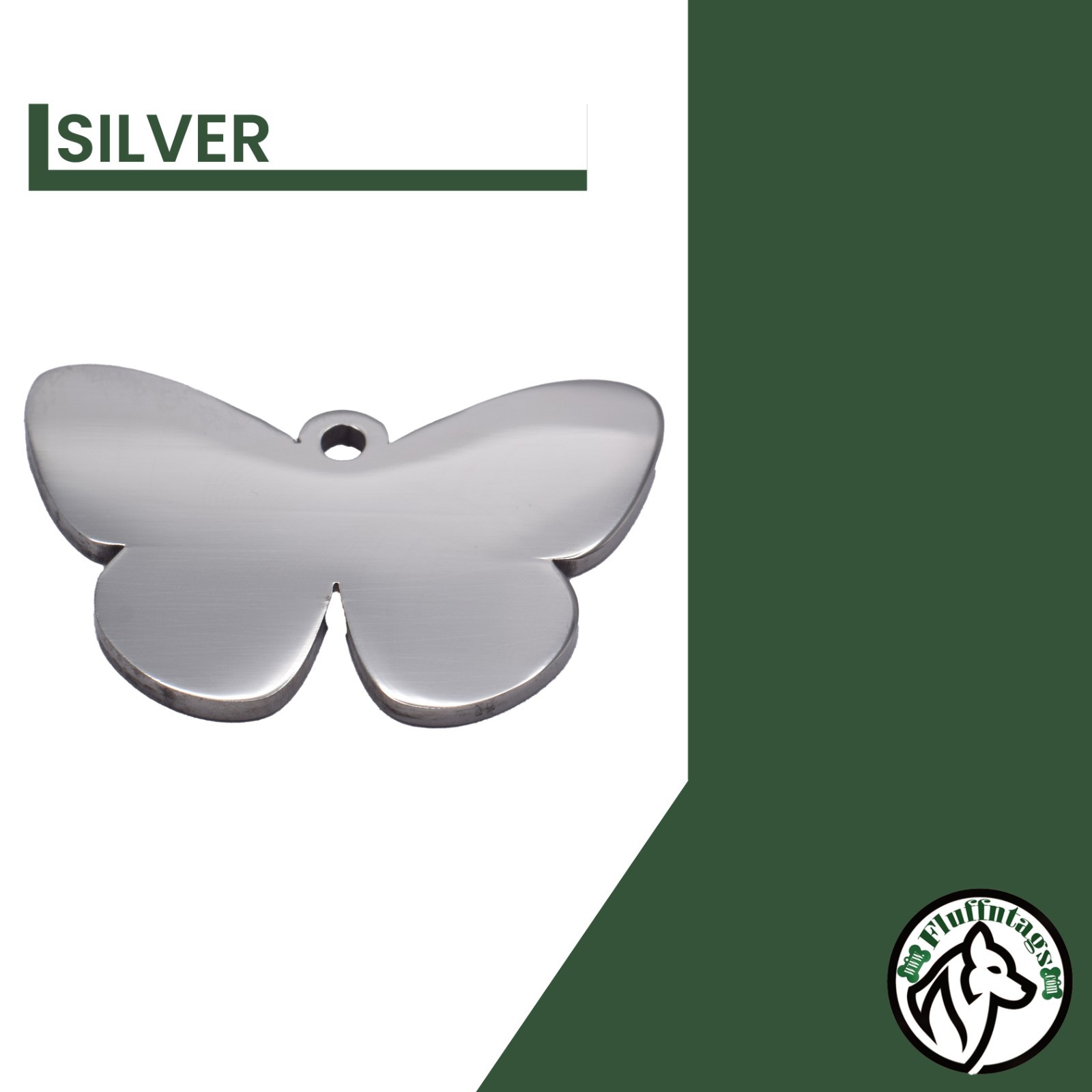 Custom Deep Engraved Butterfly Pet ID Stainless Steel for Small Dog & Cat ID Tag