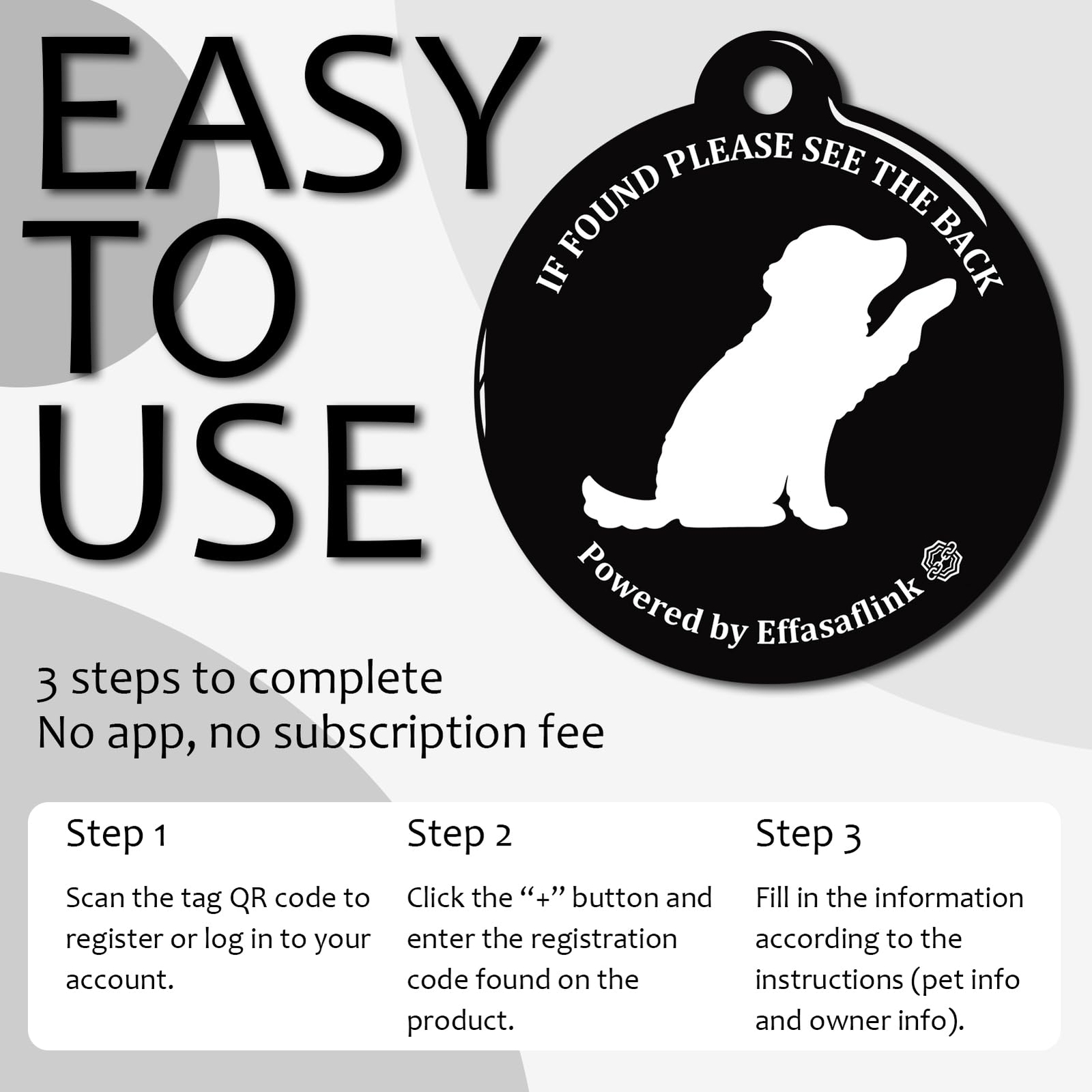RFID 134.2Khz QR Code Pet ID Tag Dual Function Collar Tag for Smart Doors