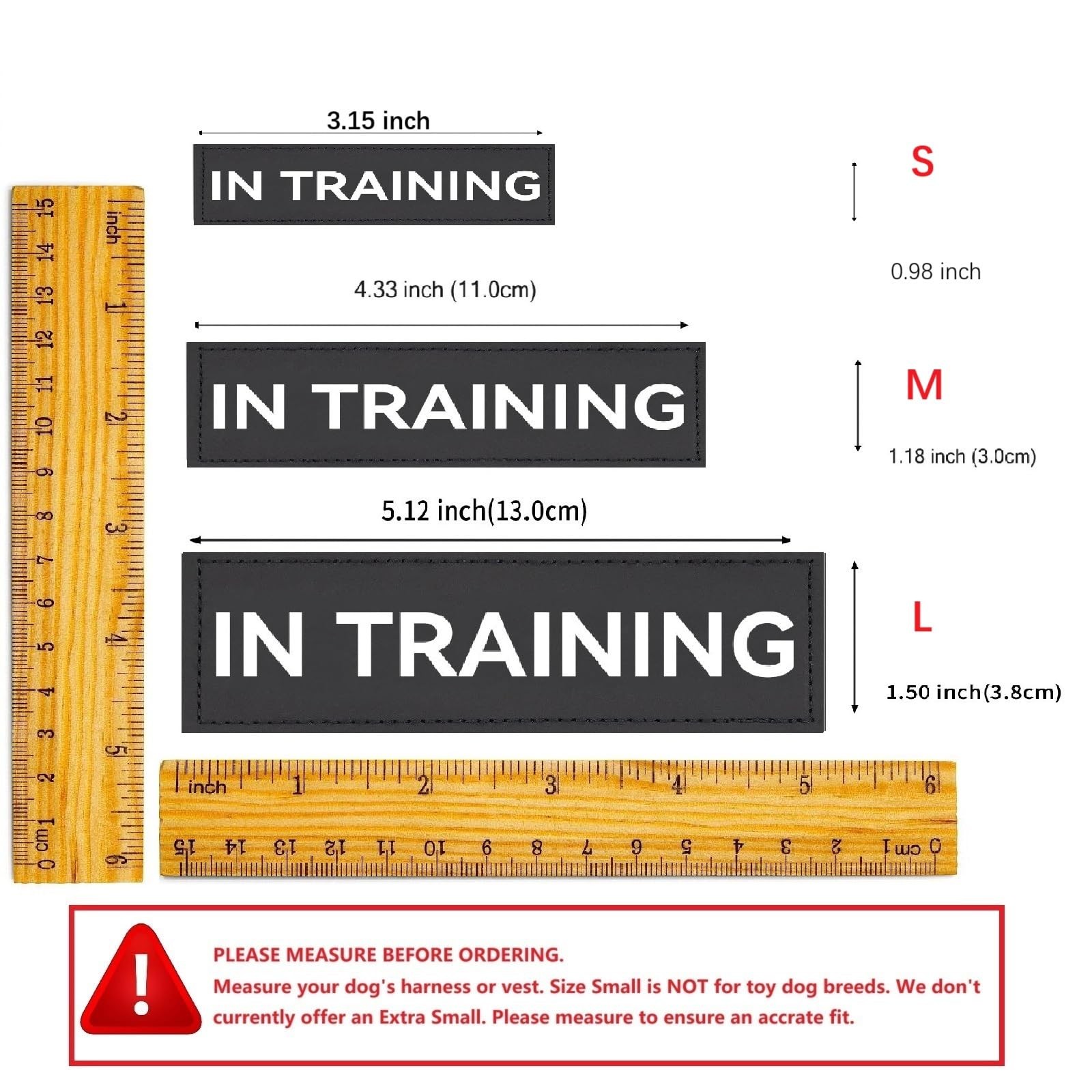 2 PCS Service Dog In Training Patch ID Tag Removable Harness Red 1.50×5.12 In
