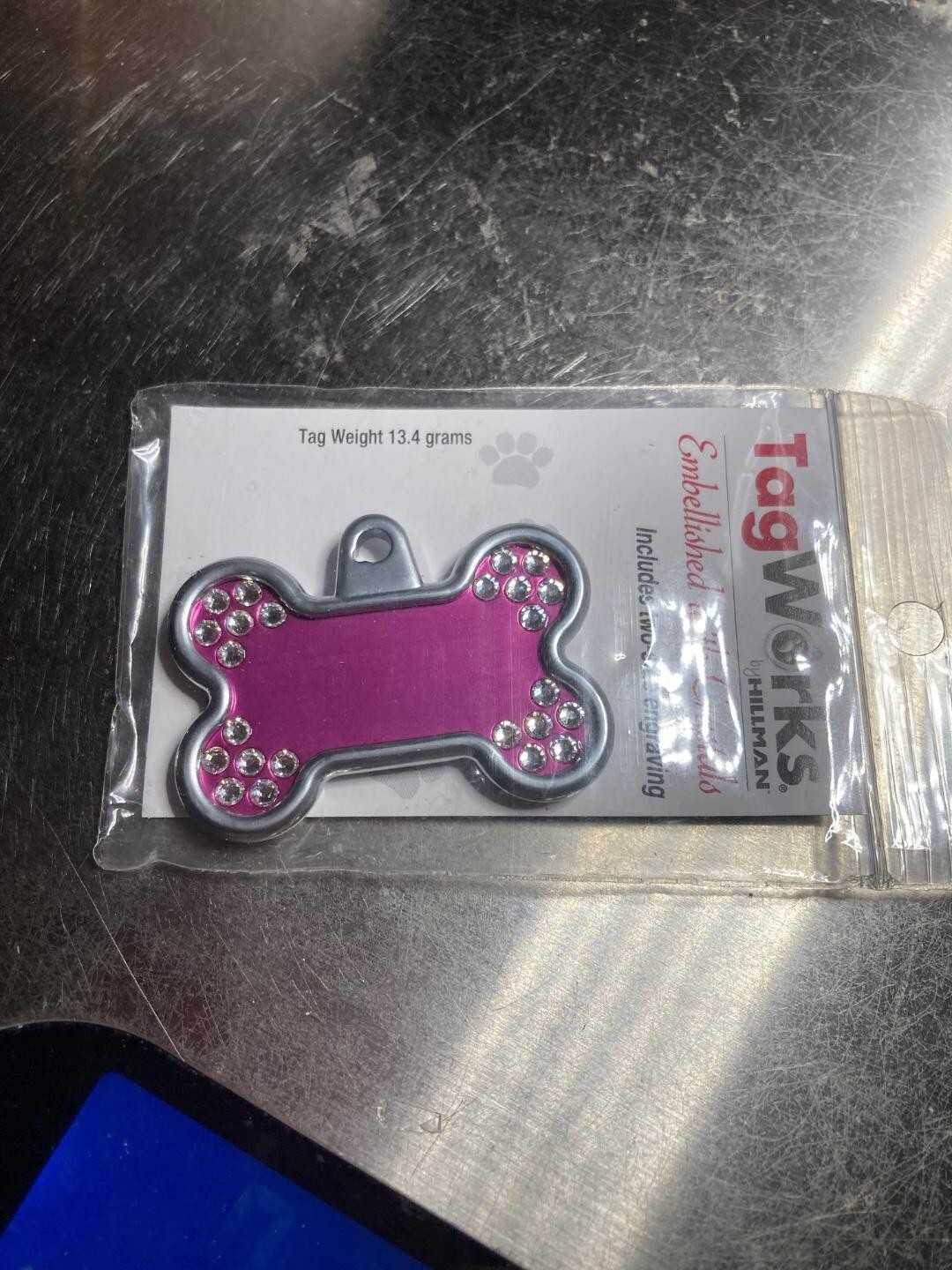 Dog Tag Works Custom (PINK W DIAMONDS) . add your Name BRAND NEW SEALED