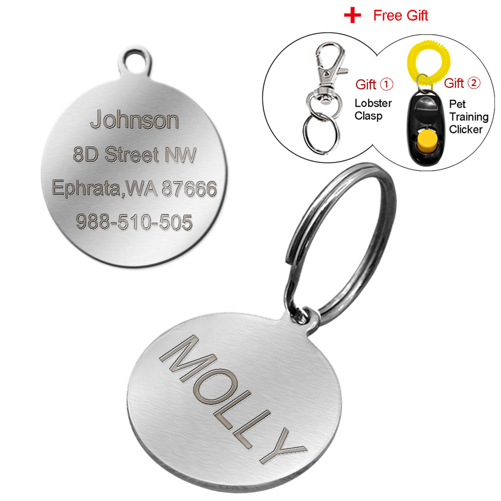 Engraved Pet Dog Tags Custom Cat ID Name Tags for Pets Personalized FREE S M L