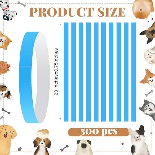 500 Count 20inch Adjustable Paper Dog Collars with Tear Resistant Waterproof Whe