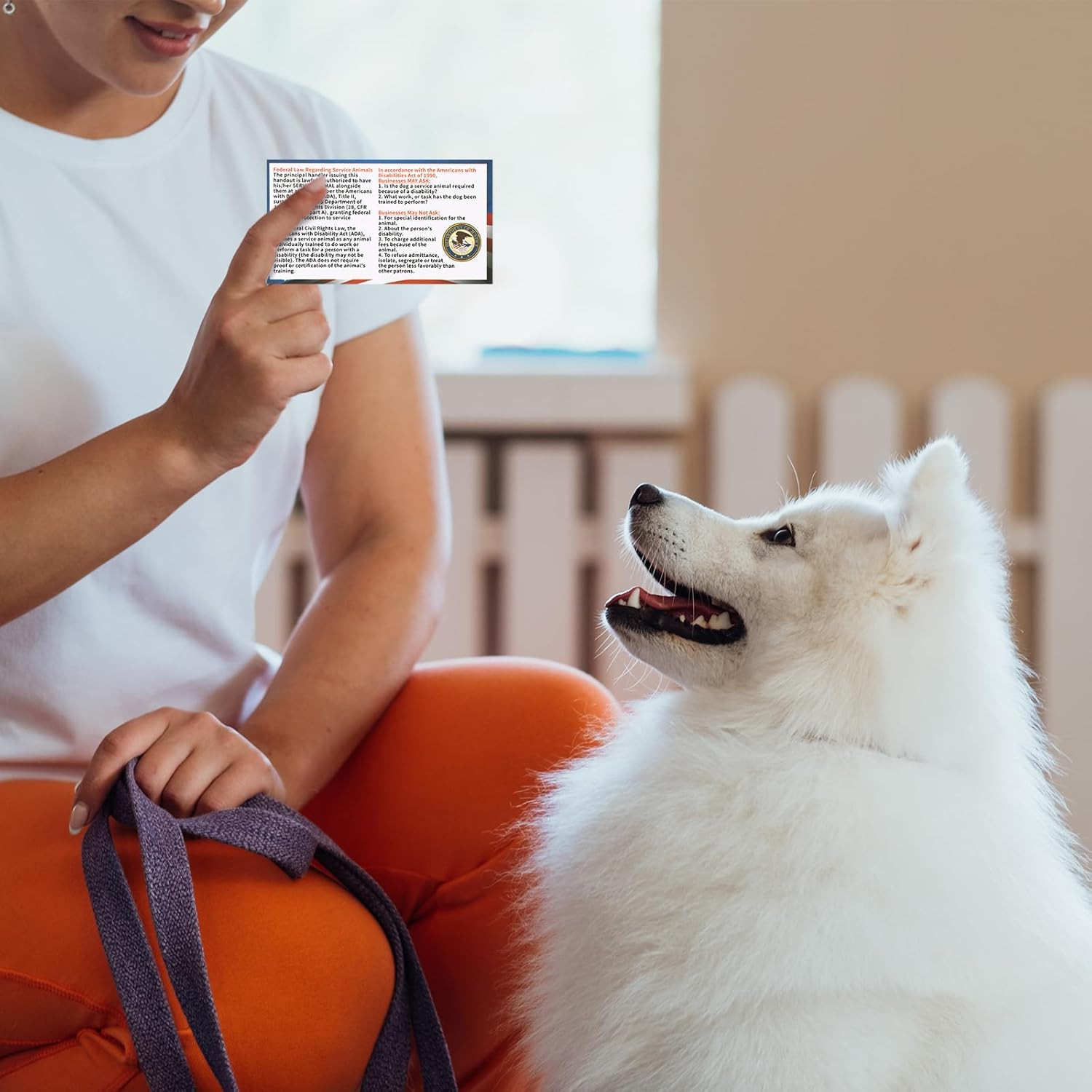50pcs Service Dog Law Cards, ADA Service Animal Id Badge Gear Stuff Information