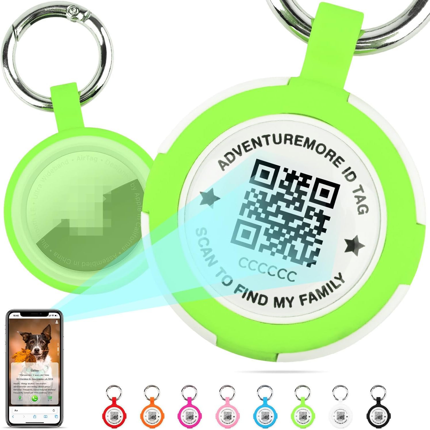 Tags Holder with QR Code Dog Tag, Tags Case with Anti-Lost O-Ring, Waterproof Du