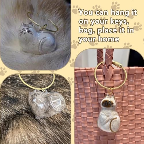 6PCS Cat Fur Keepsake Storage Bottle Pet Memorial Keychain