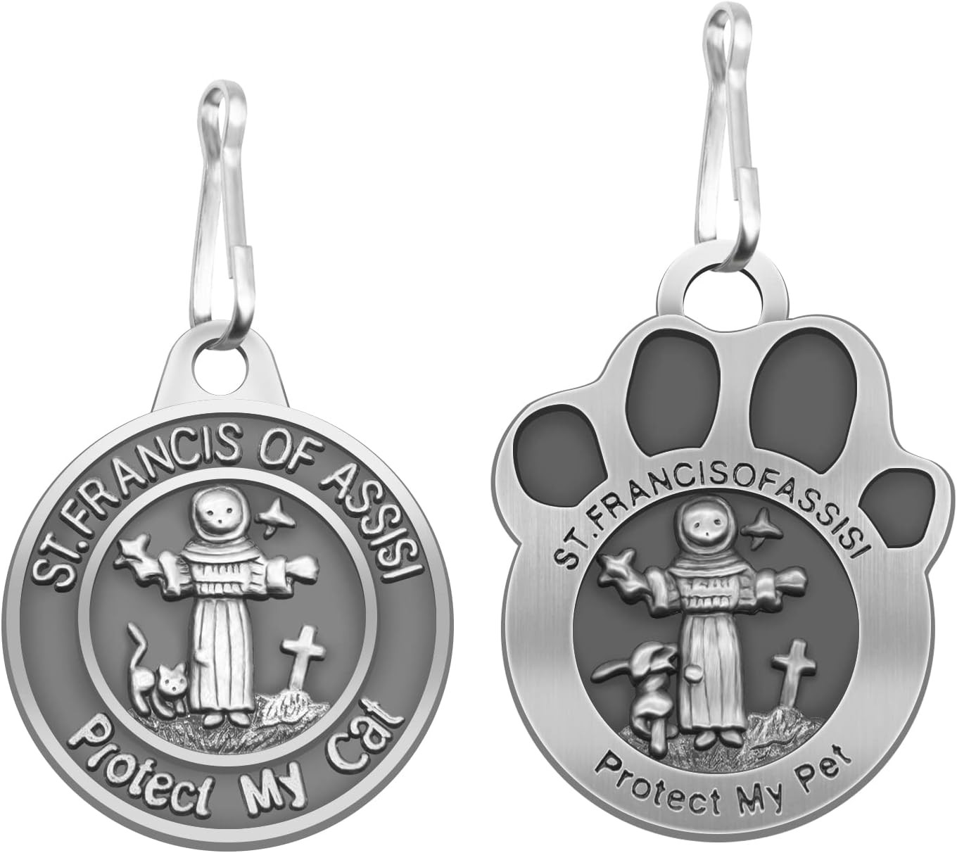 Pet Tags Engraved 2 Packs St Francis of Assisi Dogs Cats Medal Pendant Collar Ch