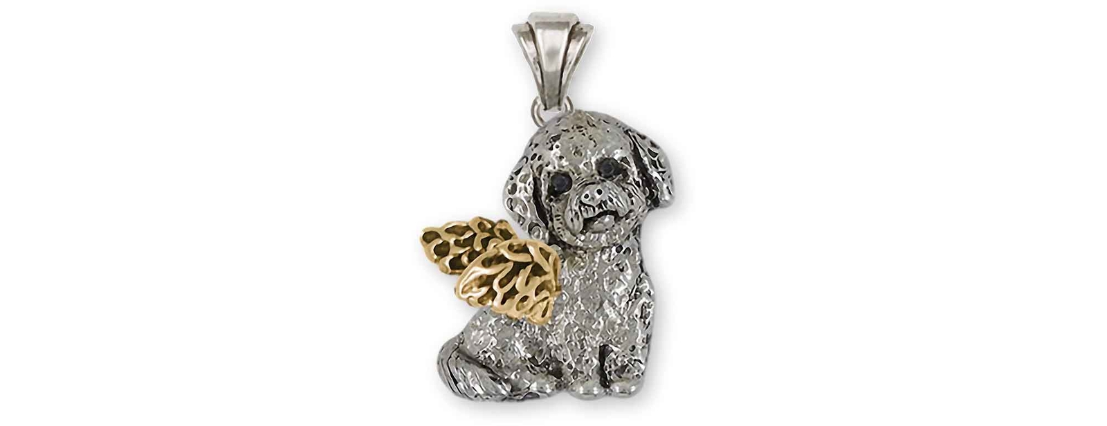 Poochon Angel Pendant 14k Gold Vermeil Handmade Bichapoo Jewelry PC1-TNAP