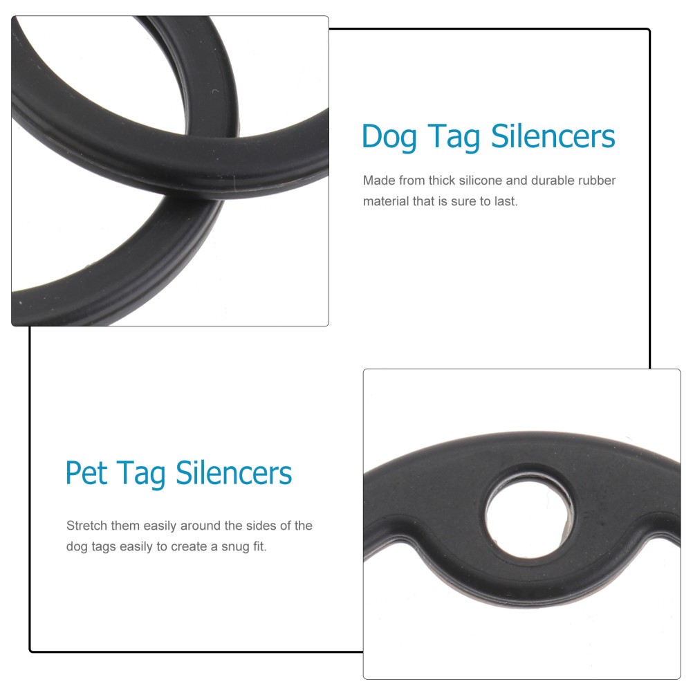 12Pcs Black Dog Tag Silencers Stretch Over Military Tags to Reduce Sound