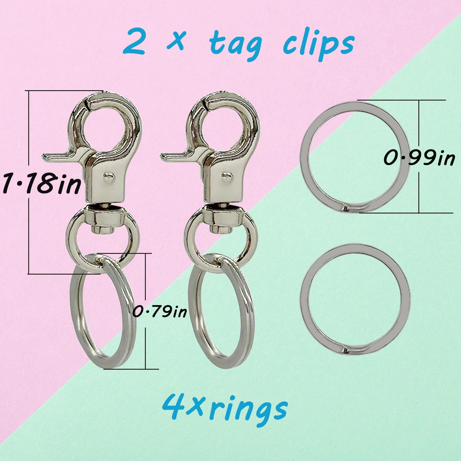 Dog Tag Clips 2 pack Easy Change for Pet Tag Quick Clips Small Medium Large D…