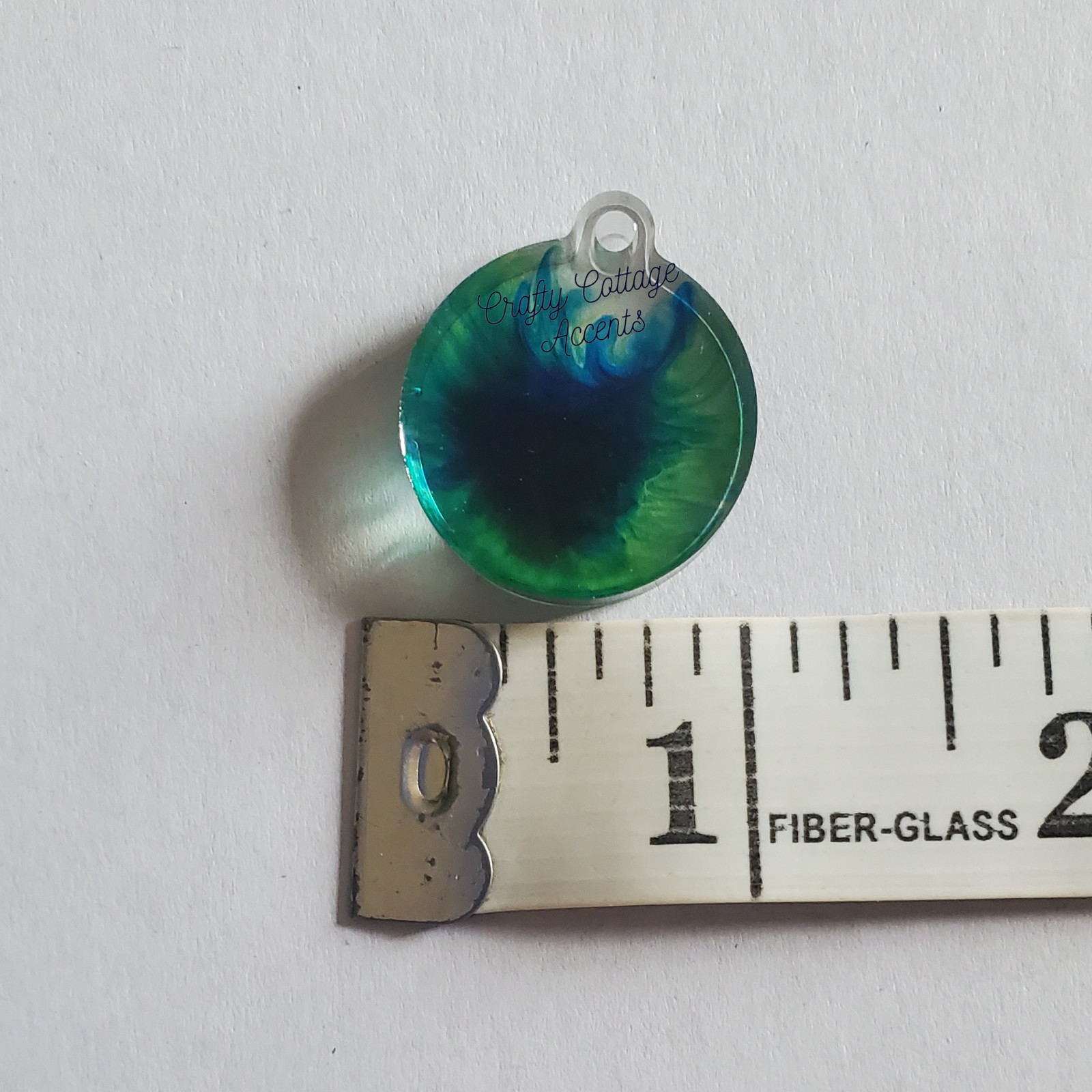 Resin Pet Tag Collar Charm Blue Green Circle Cat Dog Keychain Backpack Accessory