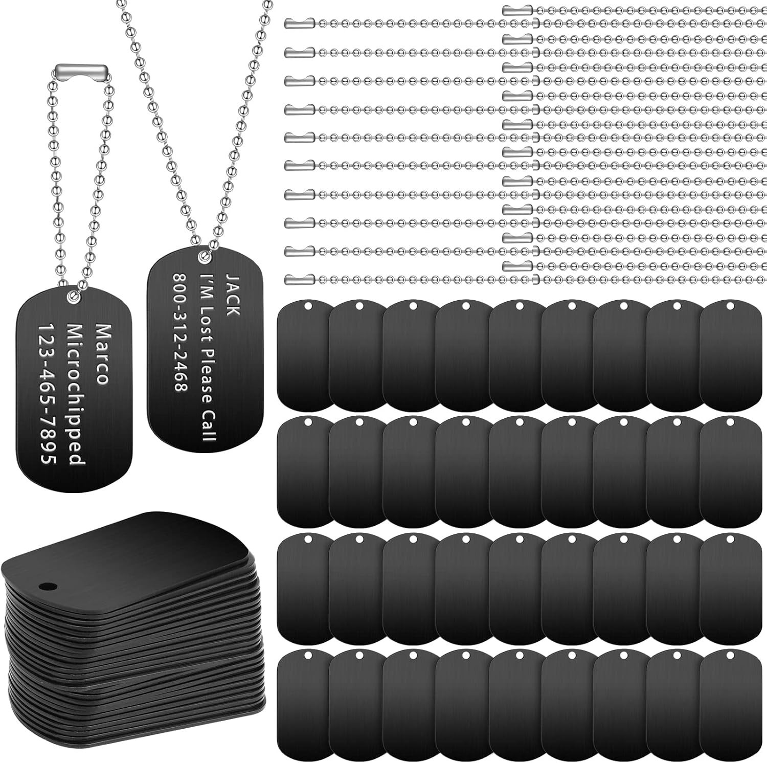 200 Pcs Personalized Military Dog Tags Set – 100 Durable Aluminum Tags & Chains