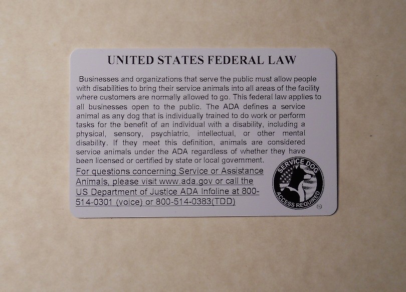 Custom ID Card / Badge for Working Dogs & Handler Certified Service Dog tag 15 N