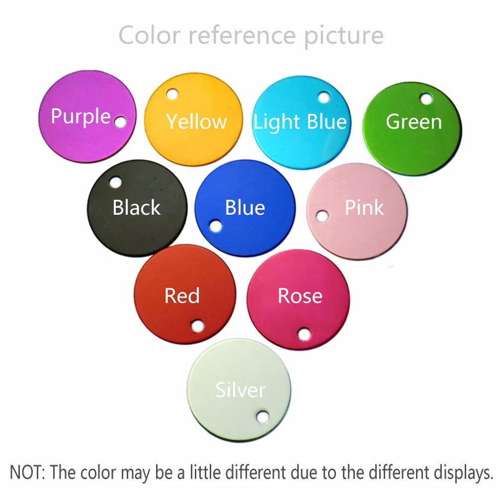 100Pcs Anodizing Aluminum Dog Tag Name Dog ID Tags Collar Customized Engraving