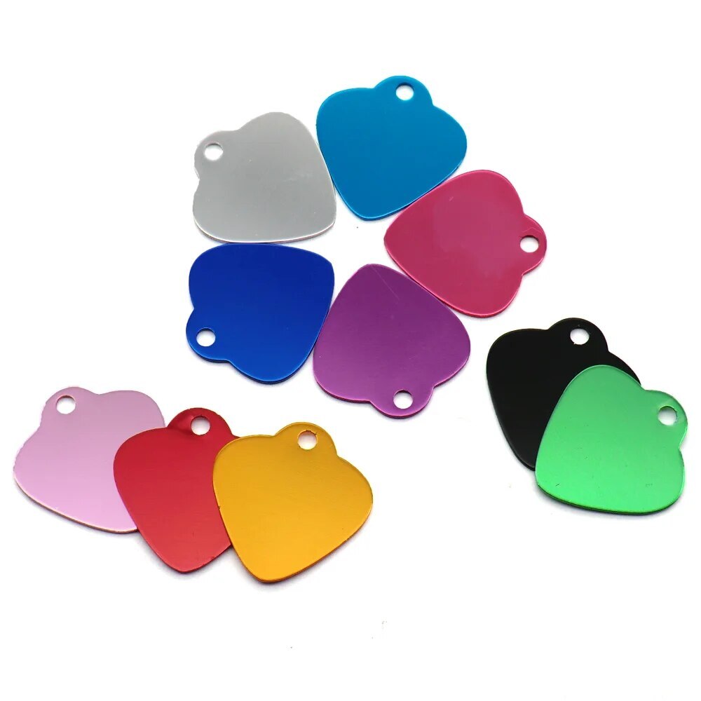 Beautiful HEART TOP Anodized Aluminum Pet ID Tags Collars Custom For Cat Dog