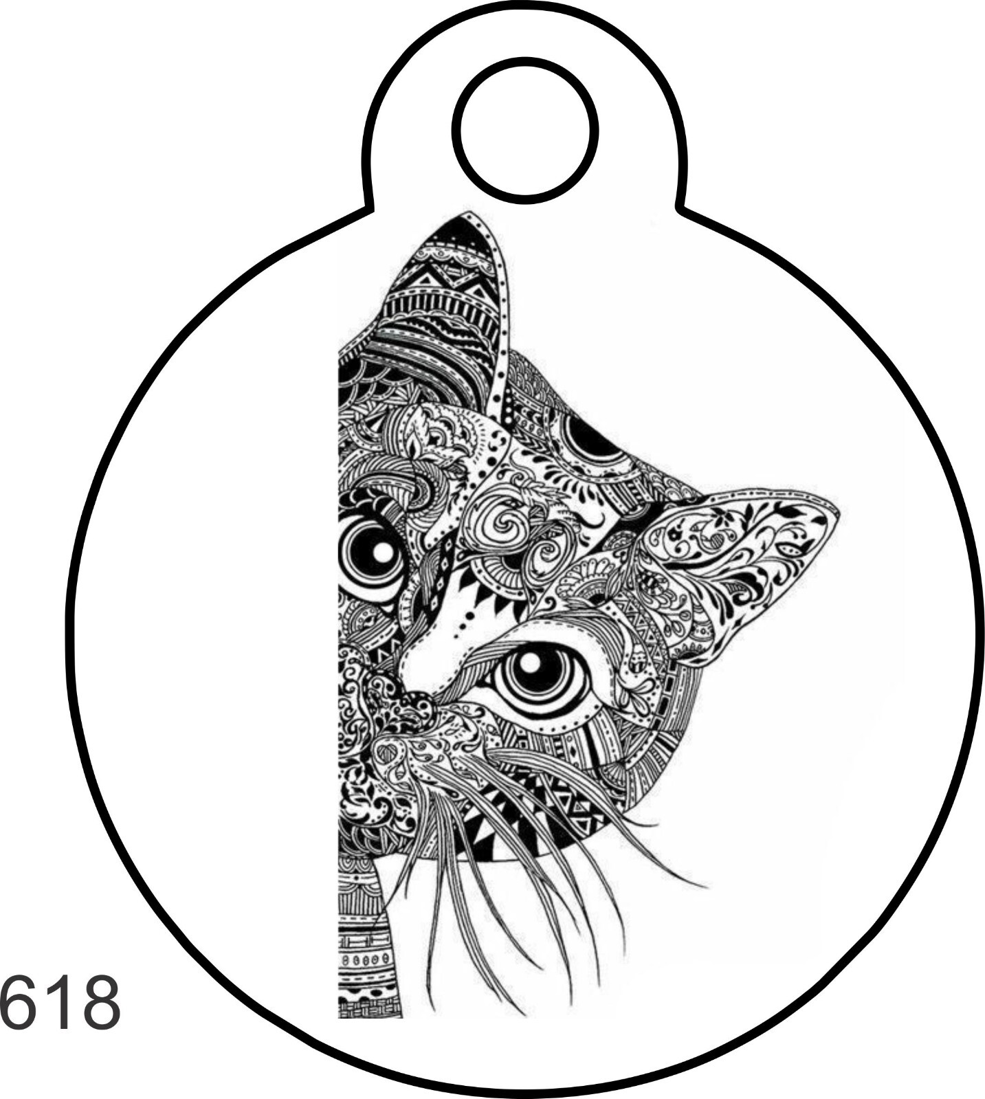 Pet Tag Personalized Pet ID tag for Dog and Cat ROUND Tag Unique cute TRIBAL PIN