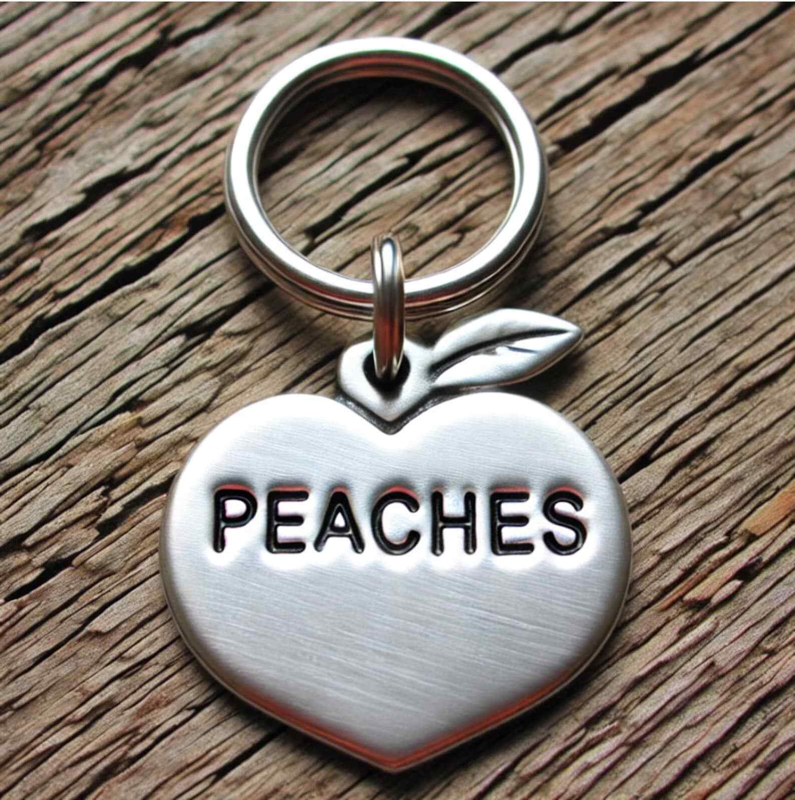 Custom Engraved Peach Pet ID Tag – Personalized Dog Cat Name Tag – Cute Unique