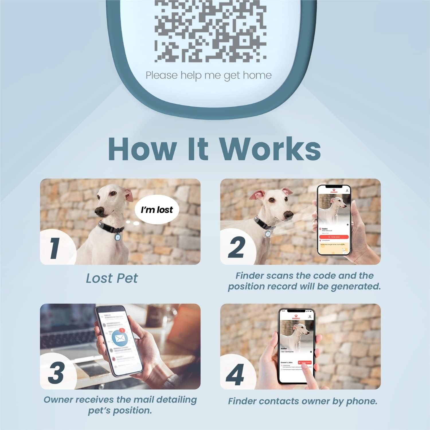 Customizable Silicone Dog and Cat ID Tag with Emergency Location Alert QR Code