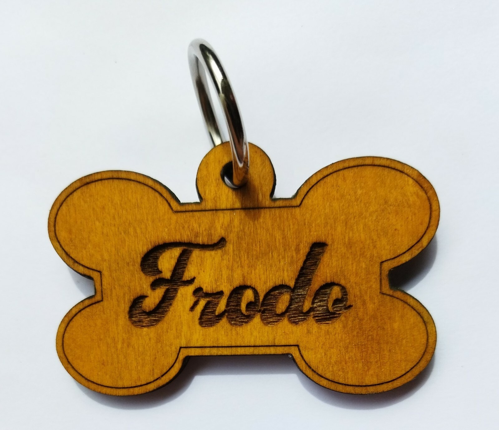 Personalized Engraved Pet tag, Dog ID Collar Tags, Bone Shape, Puppy, Wooden