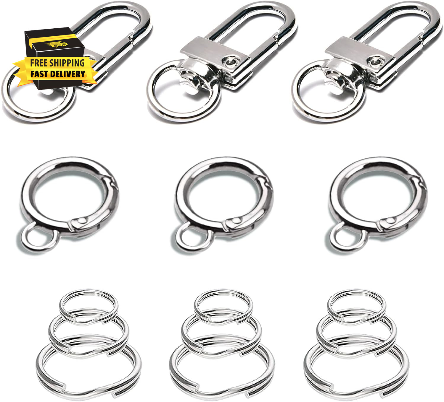 Dog Tag Clips for Collar,With 15Pcs Replaceable Dog ID Name Tag Ring Clip Dog Ta