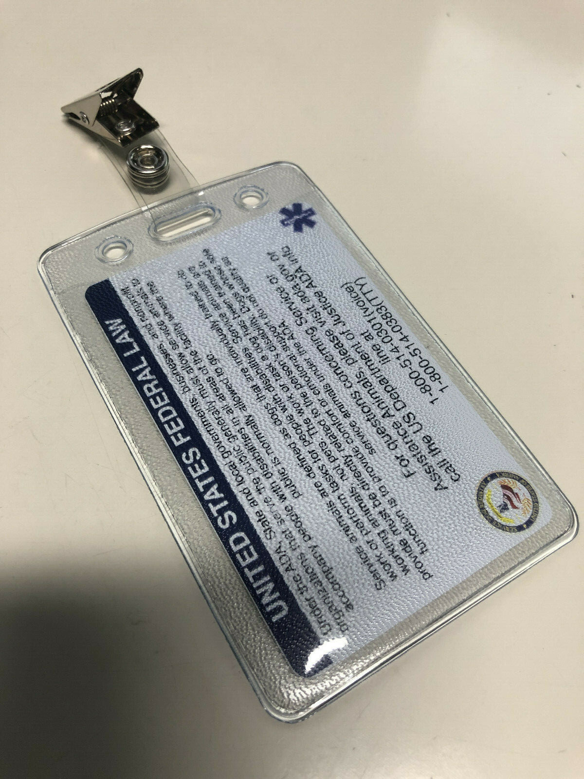 Customize Service Dog ID Card Badge ESA ADA EMOTIONAL SUPPORT THERAPY Portrait