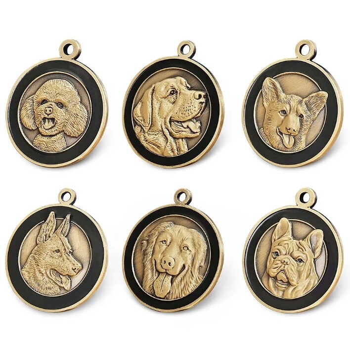 Dog Tag Dog ID Golden Plate Retro Pet Collar Acces Name Necklace Puppy Pendant