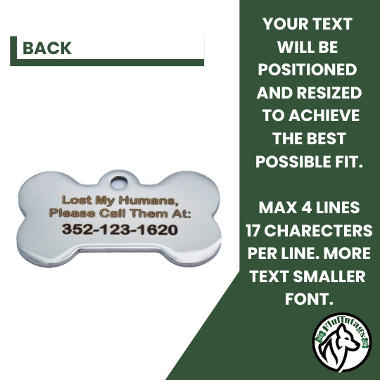 Custom Deep Engraved Pet ID Stainless Steel Dog ID Tag Bone Lifetime Warranty *
