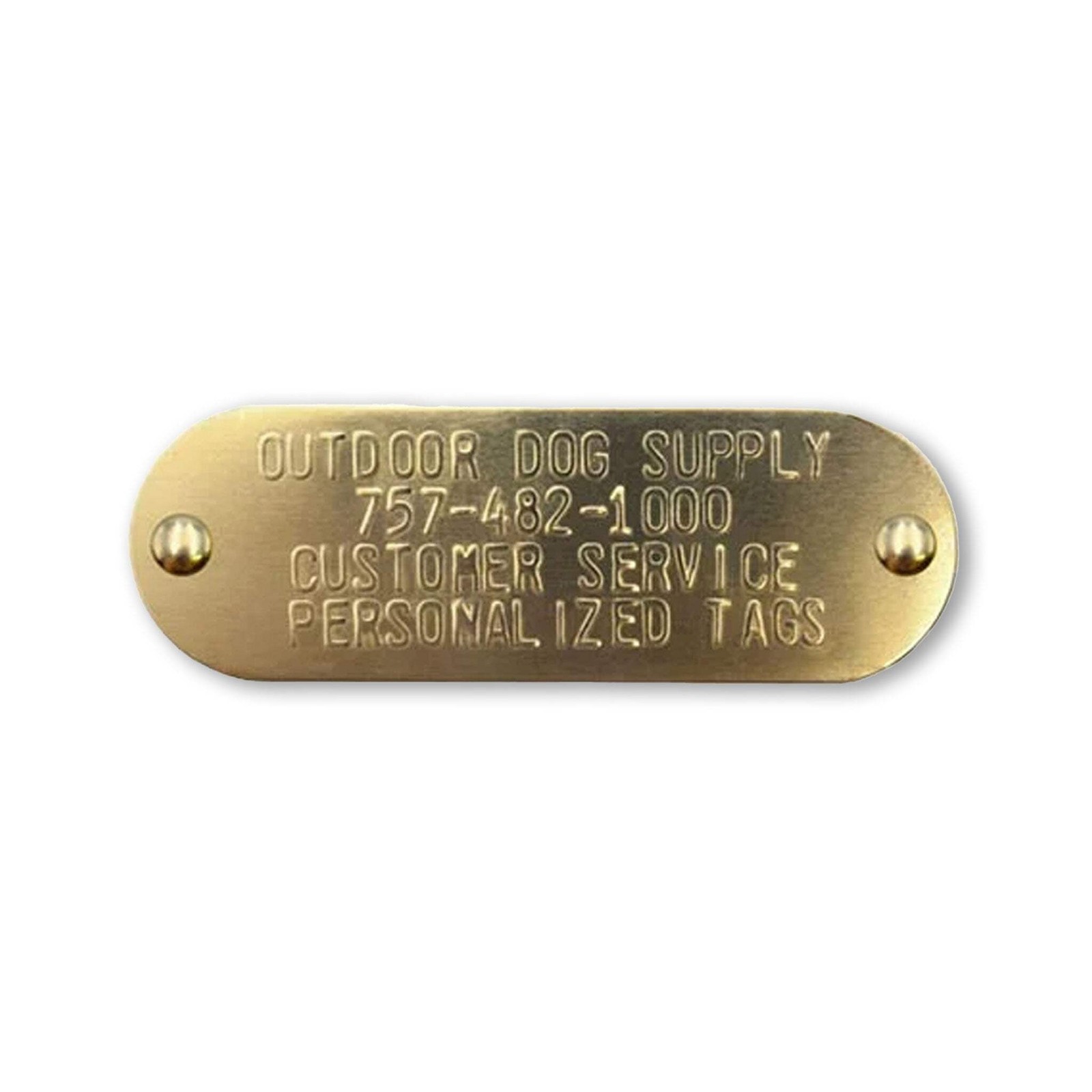 Large Custom Brass Name Plate Engraved Stamped Tag with Rivets for Dog Collars