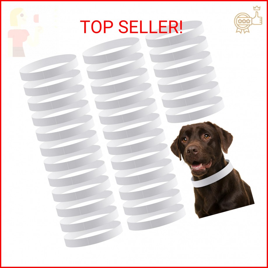 Clysee 500 Count 20inch Adjustable Paper Dog Collars with Tear Resistant Waterpr