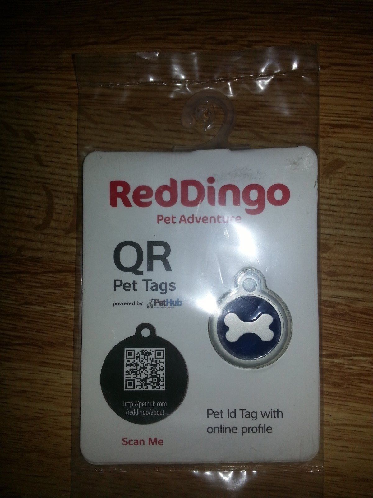QR Pet ID Tag ~ RedDingo ~ Small Bone ~ Blue ~ Retail $19.95