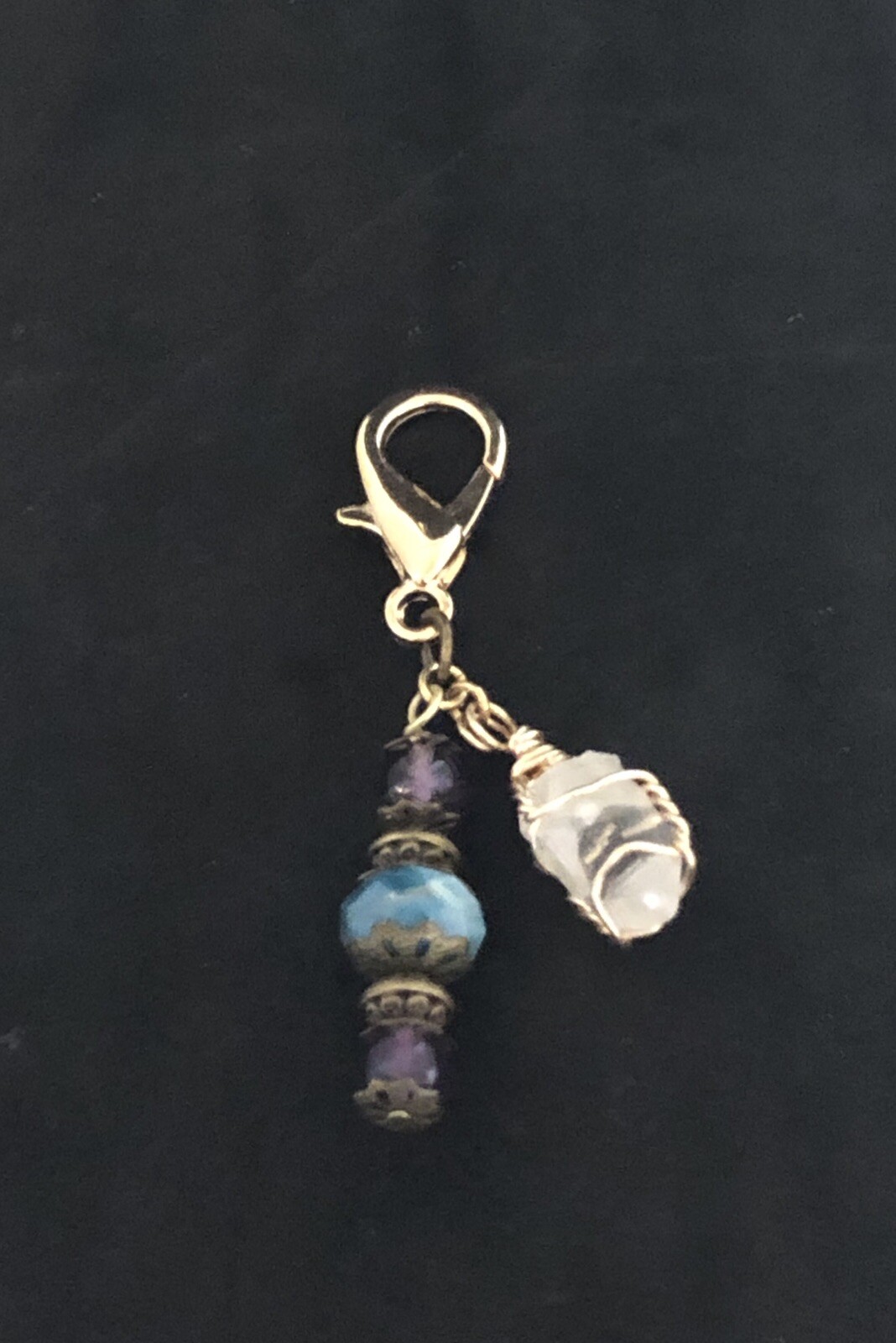 Chrysocolla Amethyst Crystal Pet Charm, Crystal Collar Charm, Gemstone Pet Charm