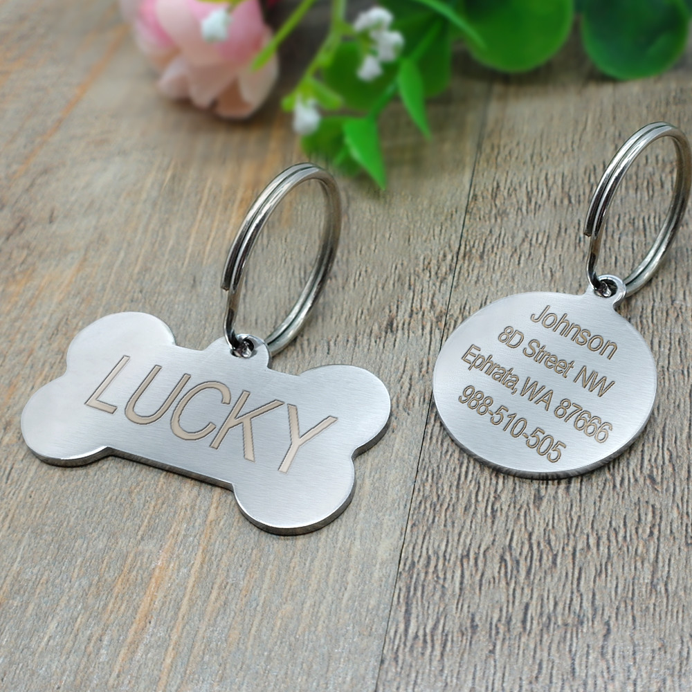 Engraved Pet Dog Tags Custom Cat ID Name Tags for Pets Personalized FREE S M L