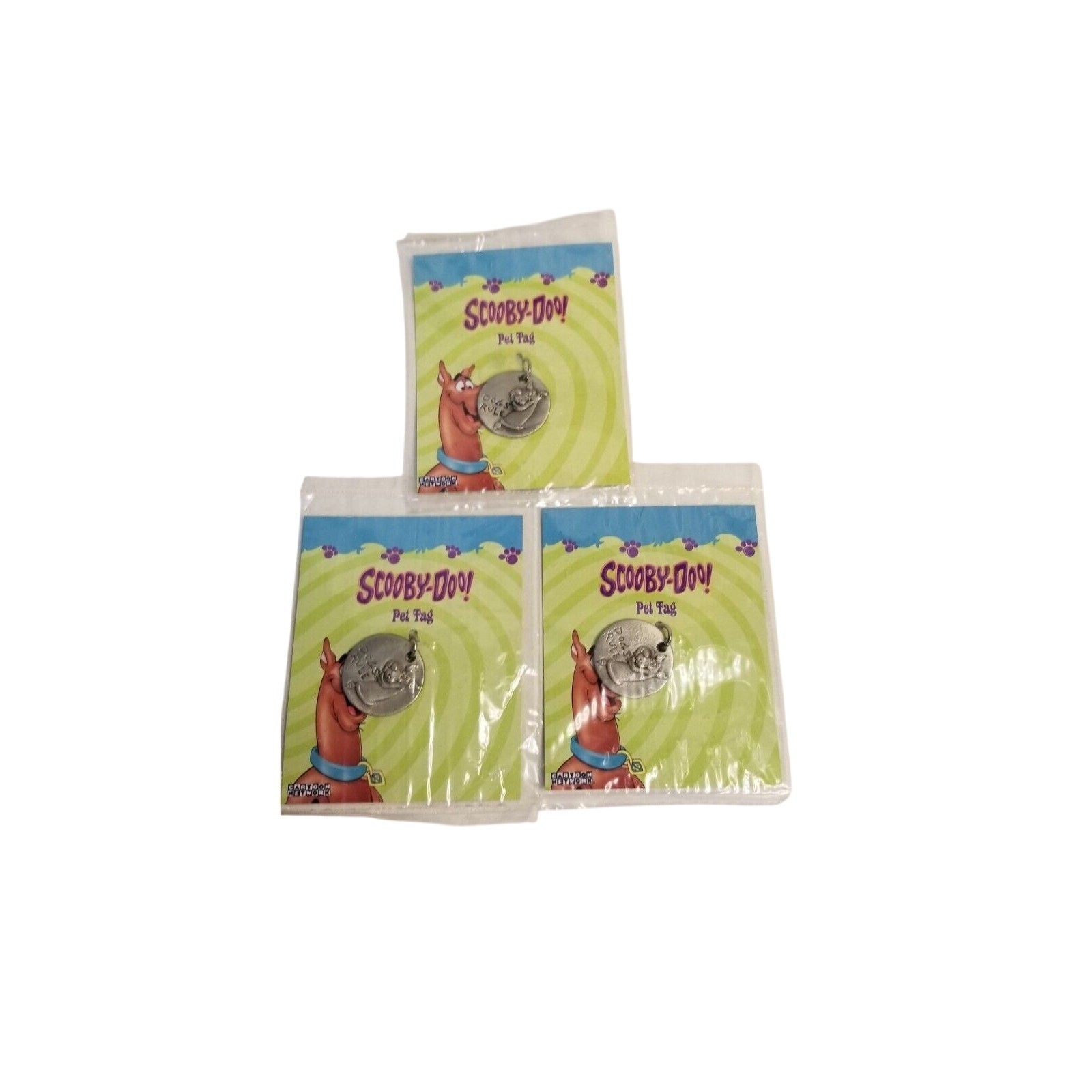 Lot of 3 Scooby Doo Metal Pet Tag Charm Pendant New In Package 2004 Giftco