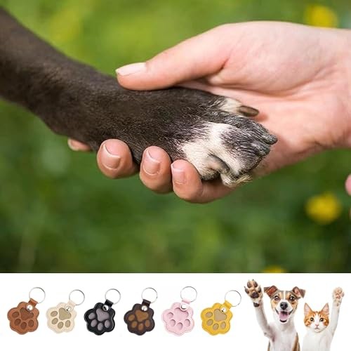 Pet Memorial Leather Paw Keychain Keyring Cat Dog Hair
