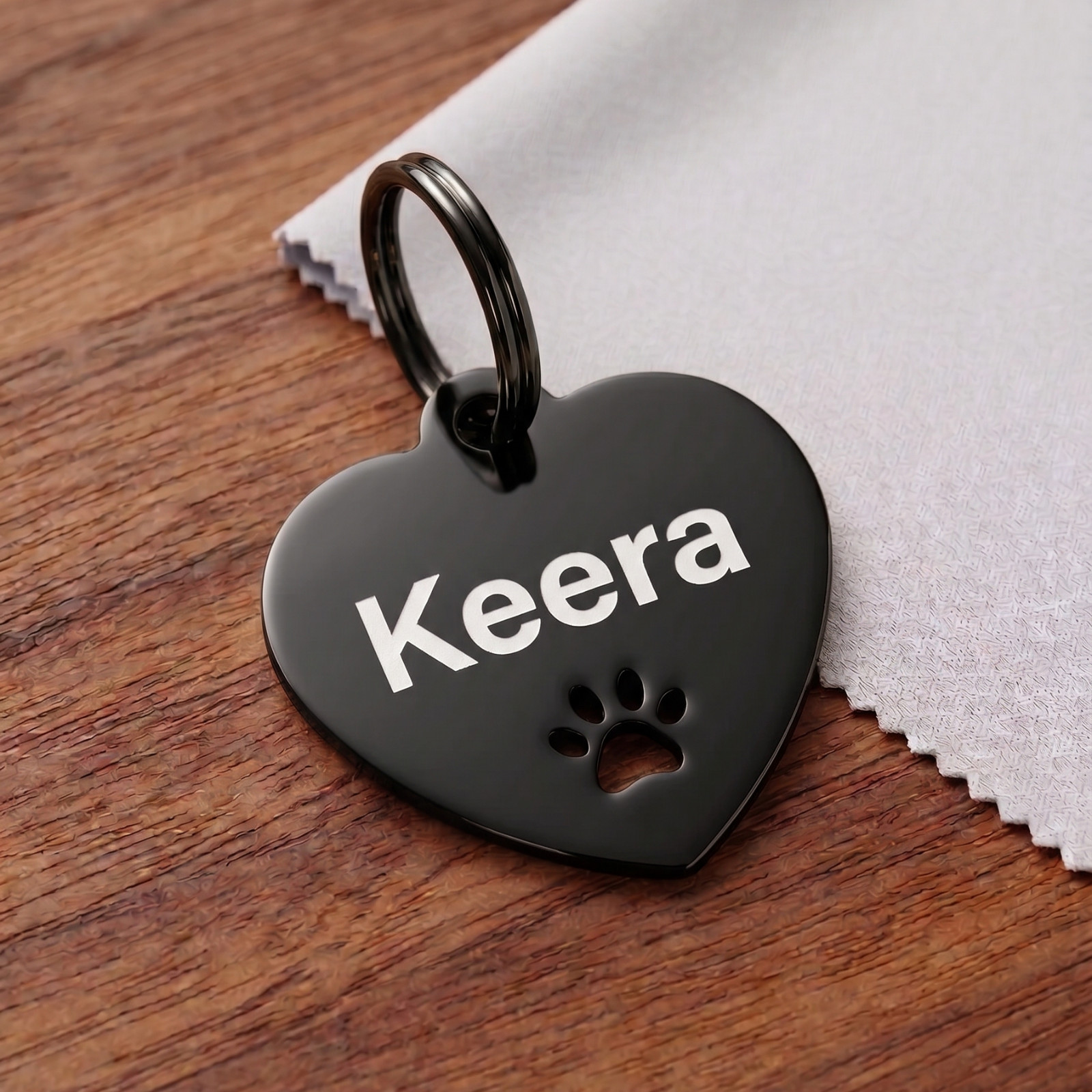 Custom Heart Paw Cutout ID Tag Engraved Placa Perro Gato Stainless 3 Sizes USA
